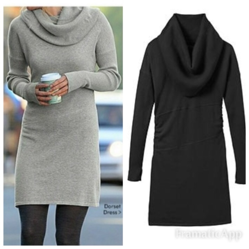 Athleta Dorset Cowl Neck Black Sweater Dress Small